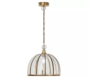 River of Goods Brass Pendant Light with Glass a nd Metal Shade