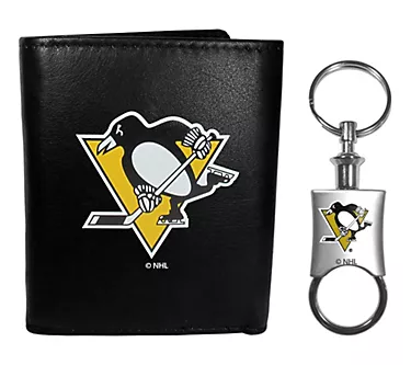 Siskiyou Sports NHL Leather Tri-Fold Wallet & Valet Key Chain