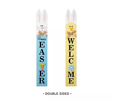 Glitzhome 42"H Double-Sided Wooden Easter WELCOME Porch Sign