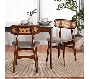 Baxton Studio Tarana Fabric and Wood Dining Chair Set of 2