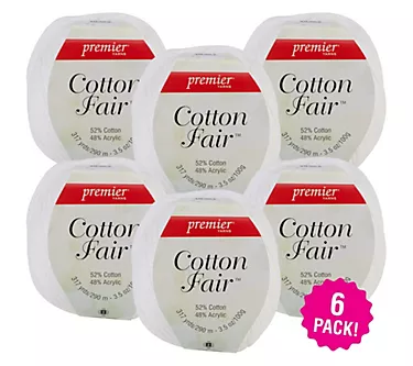 Premier Yarns Multipack of 6 White Cotton FairSolid Yarn