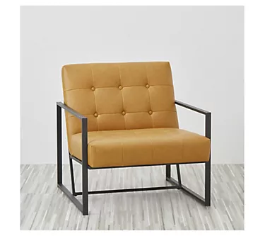 Glitzhome Mid-Century Leatherette Button TuftedAccent Chair