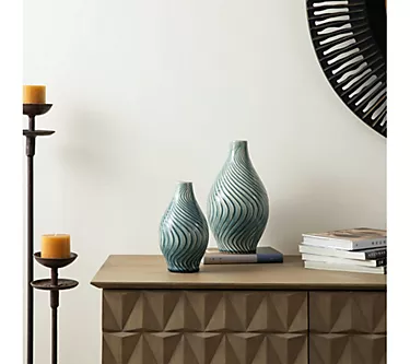 Glitzhome Artistically Spiraling Ceramic TableVases Set of 2