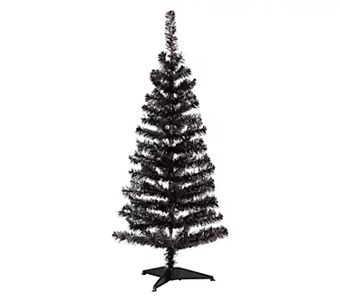 Northlight Tinsel Halloween Tree 4' Black Unlit