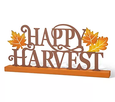 Glitzhome 18"L Wood & Metal Happy Harvest Table  Decor