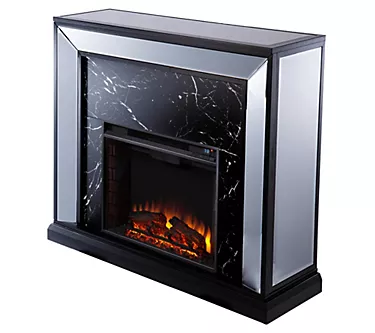SEI Furniture Trandling Mirrored Faux Marble Fi replace