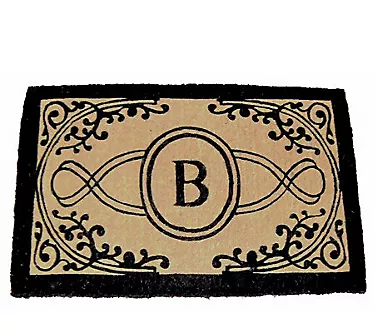 Bristol Monogram Handwoven Coconut Fiber Mat 24" x 39"