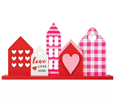 Glitzhome 16" Valentine's Sweet House Wooden Ta ble Decor