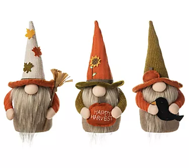 Glitzhome A Festive Gnomey Trio Set of 3 FabricGnomes