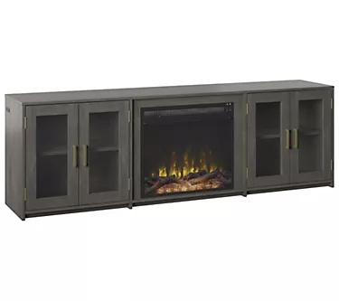 Twin Star Home TV and Media Stand W/Fireplace & USB Charging