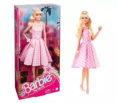 Mattel Barbie Margot Robbie in Pink & White Gingham Dress