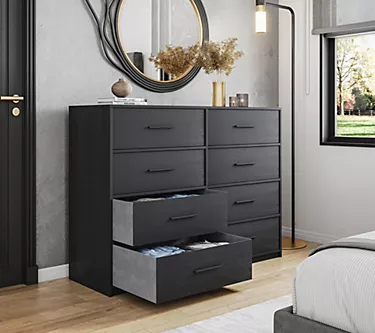 Techni Home Wood Frame Dresser with 8 Large Fabric Drawers