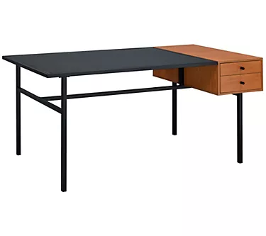 Acme Oaken Desk, Honey Oak & Black