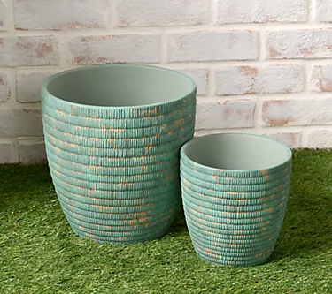 Garden Reflections Set of 2 Stoneware Planters