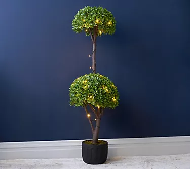 Garden Reflections Lit 2-tier Faux Bonsai Topiary in Pot