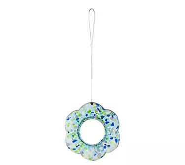 Plow & Hearth Art Glass Flower Shaped Hanging Bird Feeder