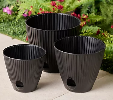 NuVue 3-piece 10/12/14" Capillary Self-Watering Planters