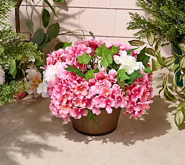 Wicker Park 16" Faux Hydrangea Arrangement in Planter