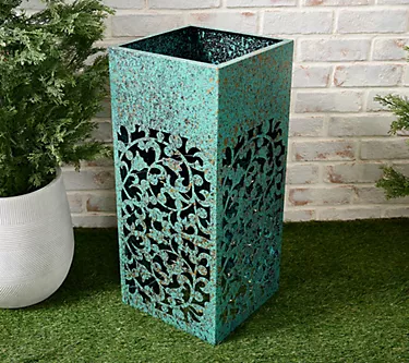 Garden Reflections Illuminated Iron Plant Stand Column