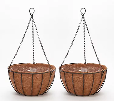 Roberta's Set of 2 Hanging Wire Baskets w/ Coco Liner & Chain