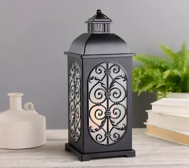 Indoor/Outdoor 18" Flickering Flame Metal Leaf Lantern by Valerie