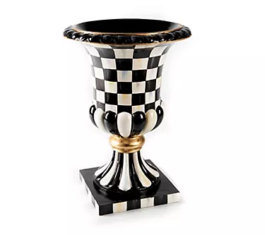 MacKenzie-Childs Courtly Check Pedestal Tabletop Urn