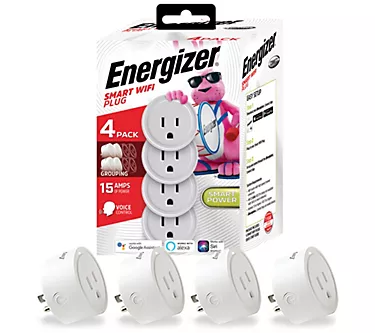 Energizer Set of 4 Smart Voice Controlled 15ampWi-Fi Plugs