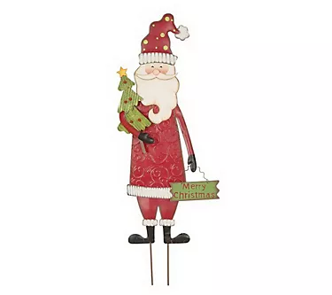 Glitzhome Christmas Metal Santa Yard Stake or Wall Decor