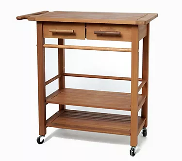Compass Home Eucalyptus Wood Rolling Cart