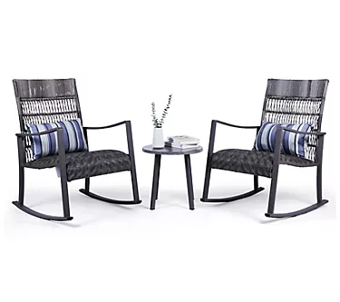 Backyard Expressions 3-Piece Wicker Patio Rocking Chair Set