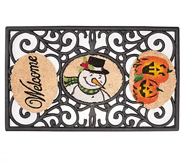 Seasonal Interchangeable Doormat with Rubber Base