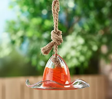 Barbara King Hanging Art Glass Bird Feeder Dish