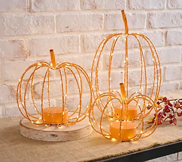 Martha Stewart Set of 3 Indoor/Outdoor Illuminated Wire Pumpkins