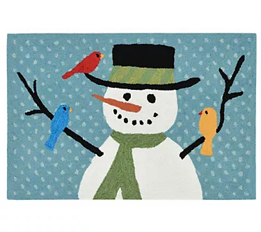Liora Manne Frontporch Snowman and Friends RugBlue 20" x 30"