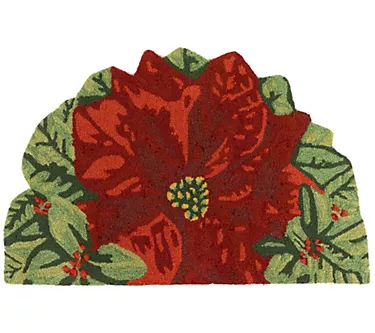 Liora Manne Frontporch Poinsettia Rug Red 30" x48" Half Round