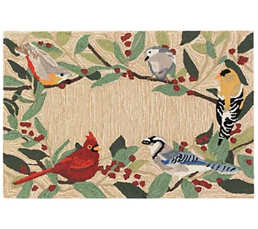 Liora Manne Frontporch Bird Border Rug Natural30" x 48"