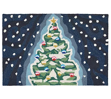 Liora Manne Frontporch Xmas Tree Rug Midnight 24" x 36"