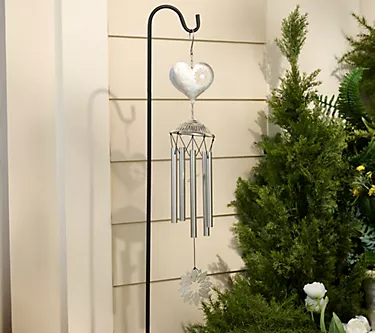 Girl Next Door Heart Shaped Windchime w/ Icon and Shepherds Hook