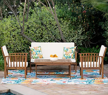 Linon Home Caneel 4-Piece Outdoor Chat Set