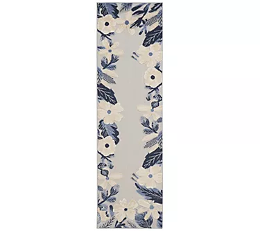Nourison Home Modern Floral Border Indoor/ Outdoor 2.2 x 7.6 Rug