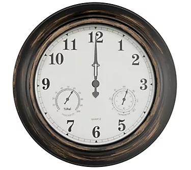 Pure Garden 18" Indoor Outdoor Wall Clock Thermometer 1 383550-pure-garden-18-indoor-outdoor-wall-clock-thermometer-1.webp