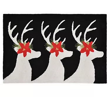 Liora Manne Frontporch Reindeer Rug Black 24" x36"