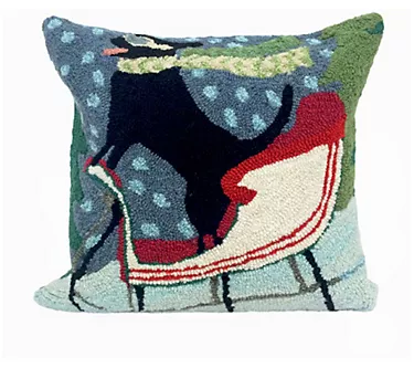 Liora Manne Frontporch Sledding Dog Pillow Multi 18" Square