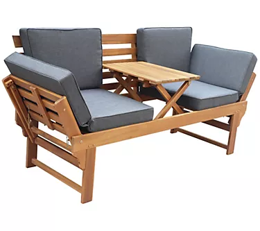 Woodland Duo Bench with Foldable Middle Table b y Sierra