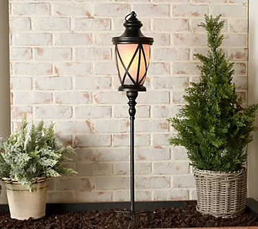 "As Is" Indoor/ Outdoor Flickering Flame Lantern with Stake