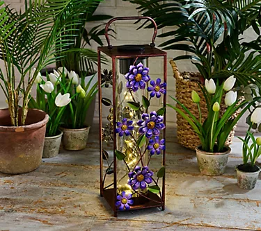 "As Is" Garden Reflections 18" Illuminated Metal Floral Lantern
