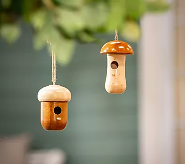 Plow & Hearth Set of 2 Wooden Hummingbird Houses