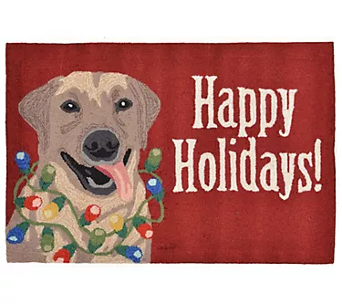 Liora Manne Frontporch Happy Holidays Rug Red 30"X48"
