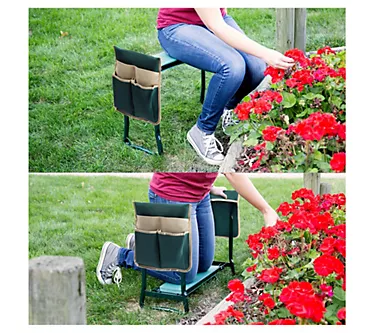 Pure Garden Kneeler 2-in-1 Foldable Kneeling Pad & Stool