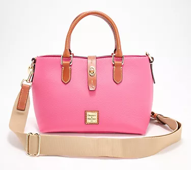 Dooney & Bourke Pebble Leather Satchel with Web Strap